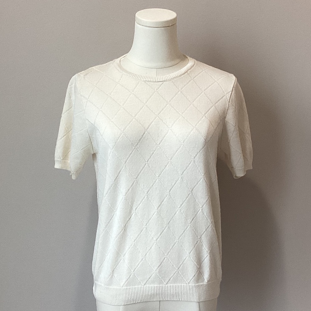 Alfred Dunner Diamond Pointelle Shortsleeved Sweater - PL